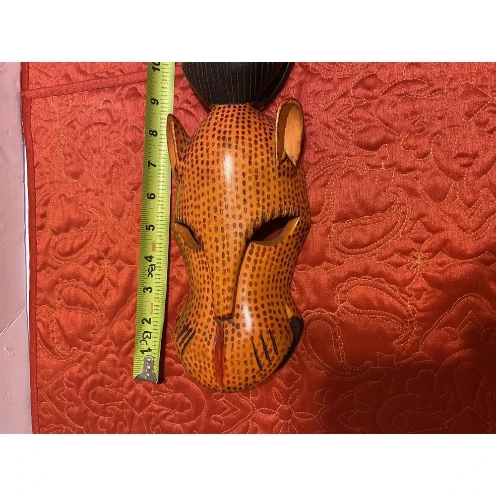 Wooden Hand Carved African Tribal‎ Masks. Zebra And Leopard 19